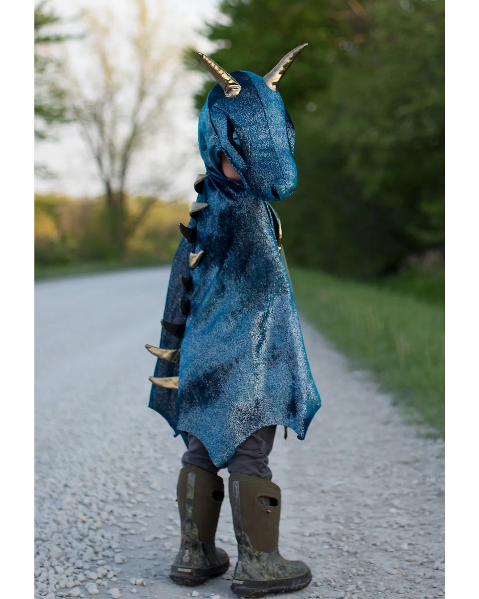 Mantello Drago della Notte con Cappuccio - Blu Elettrico
