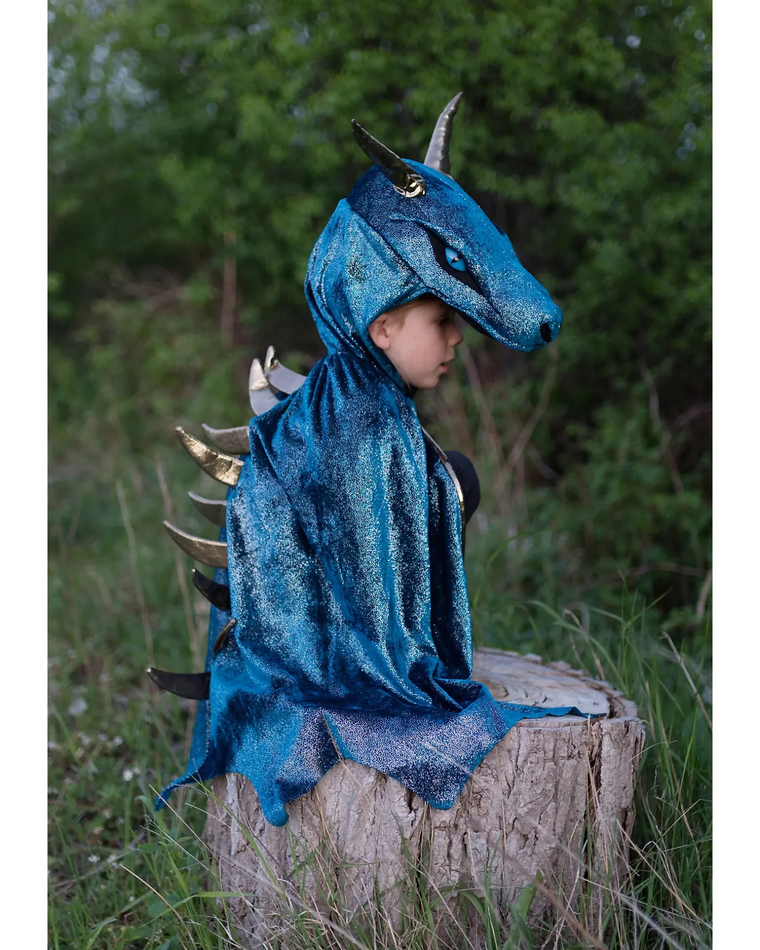 Mantello Drago della Notte con Cappuccio - Blu Elettrico