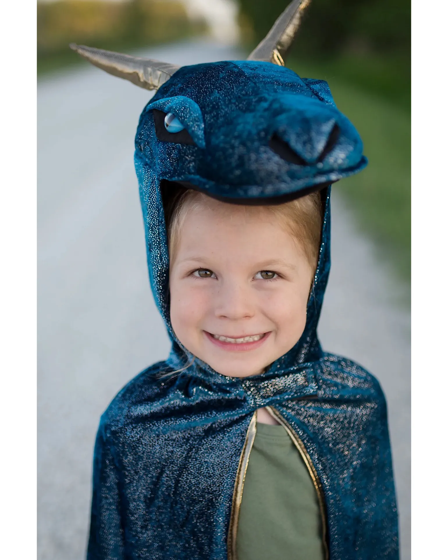 Mantello Drago della Notte con Cappuccio - Blu Elettrico