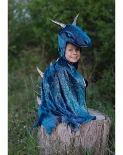 Mantello Drago della Notte con Cappuccio - Blu Elettrico
