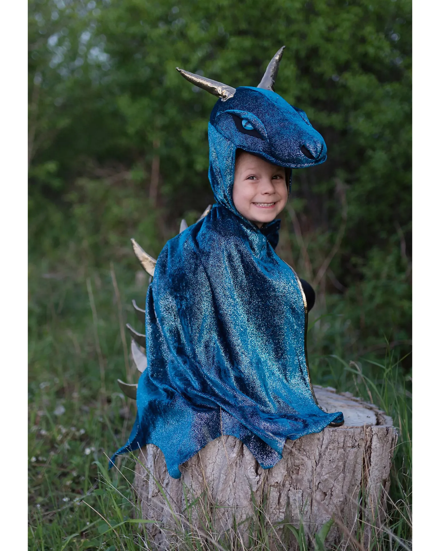 Mantello Drago della Notte con Cappuccio - Blu Elettrico