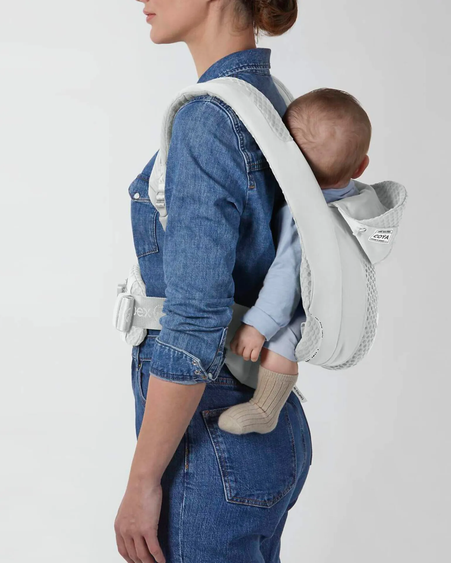 Marsupio Coya Urban Mobility - Bianco - dalla Nascita ai 15 Kg - Tessuto Mesh Comodo e Traspirabile