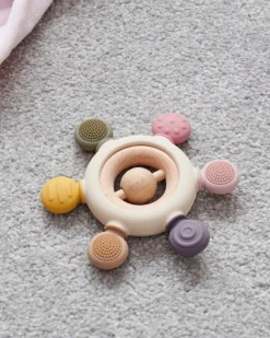 Massaggiagengive con Sonaglio - Terra - Silicone Alimentare e Legno di Faggio