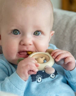 Massaggiagengive con Sonaglio - Terra - Silicone Alimentare e Legno di Faggio