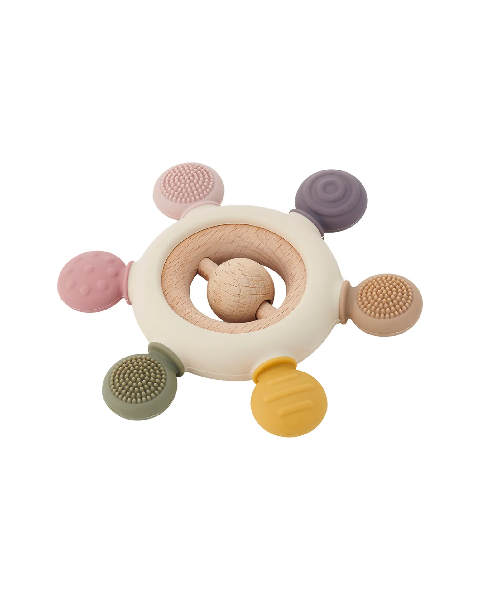 Massaggiagengive con Sonaglio - Terra - Silicone Alimentare e Legno di Faggio