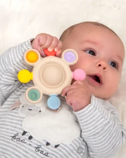 Massaggiagengive con Sonaglio - Arcobaleno - Silicone Alimentare e Legno di Faggio
