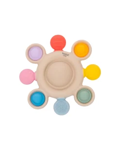 Massaggiagengive con Sonaglio - Arcobaleno - Silicone Alimentare e Legno di Faggio