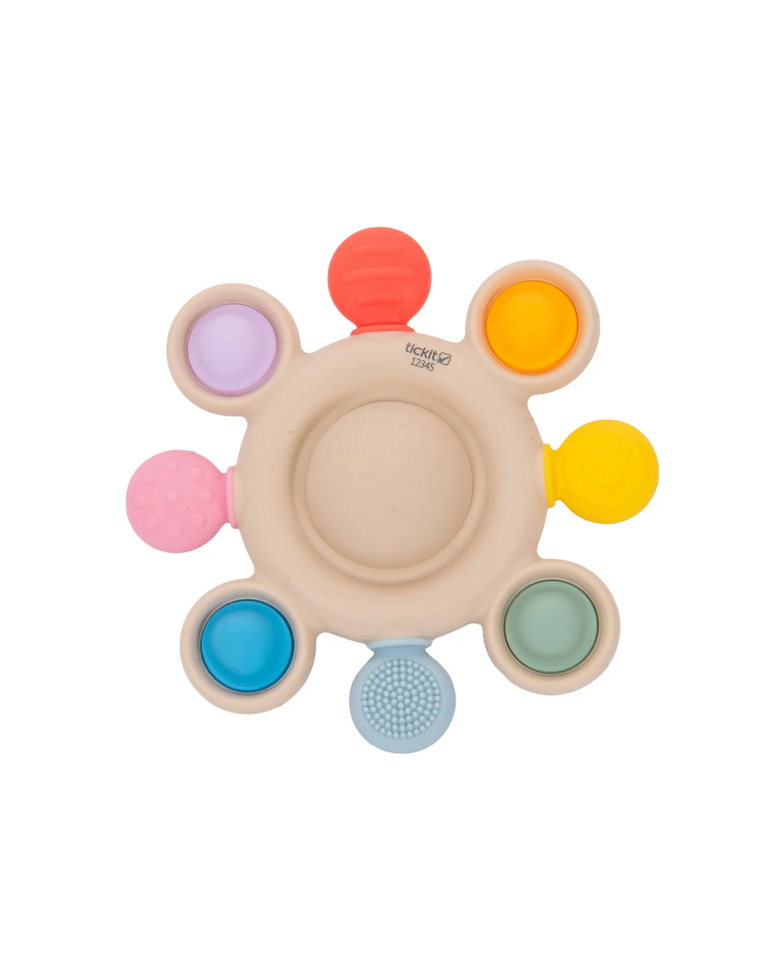 Massaggiagengive con Sonaglio - Arcobaleno - Silicone Alimentare e Legno di Faggio