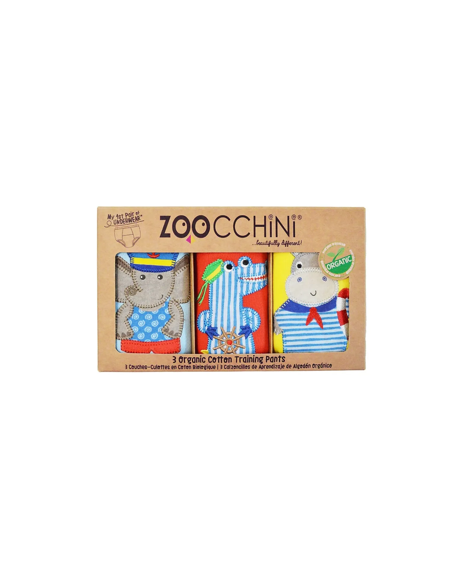Mutandine Imbottite da Apprendimento - Maritime Mates - Bimbo - Pacco da 3 - 100% Cotone Bio