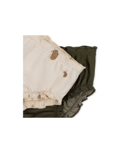 Pacco 2 Mutandine Costume Bambina Collette - Limoni - Beige/Verde Scuro con Fiori - UPV 50+
