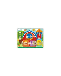 Pannello Multiattività in Legno - Chiavistelli - 40 x 30 x 3,5 cm - 3+ Anni