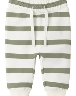 Pantaloni in Tuta - Righe - Verde Tè e Bianco - Cotone Bio