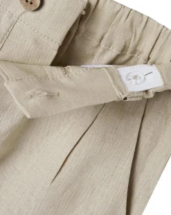 Pantaloni Lunghi Regular Fit in Lino - Beige - Vita Regolabile