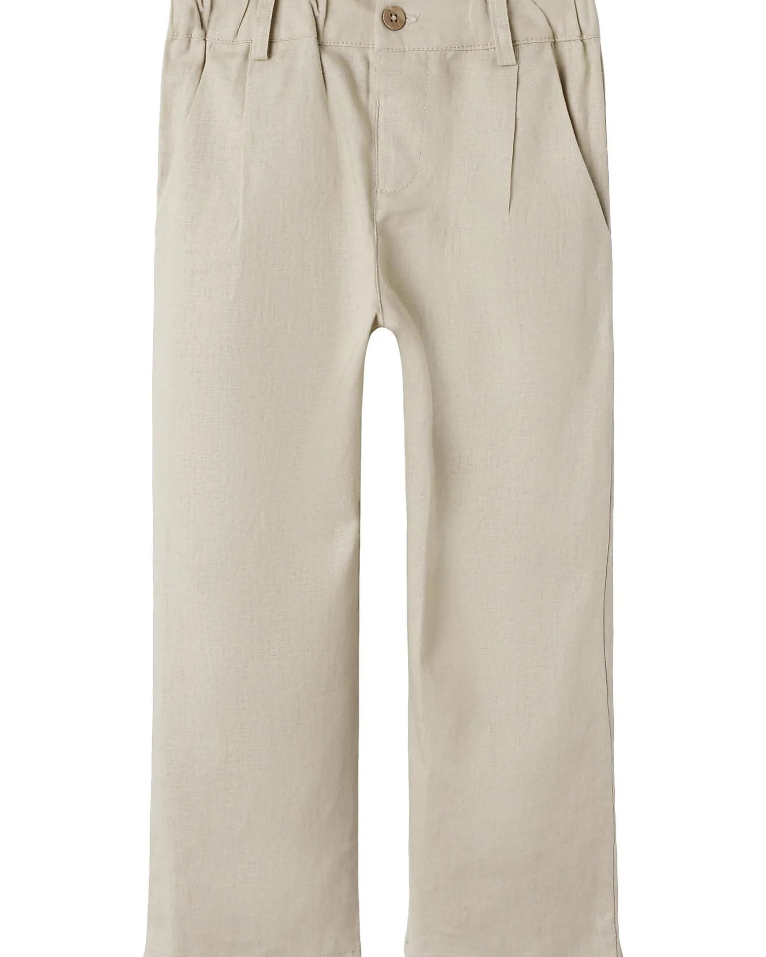 Pantaloni Lunghi Regular Fit in Lino - Beige - Vita Regolabile