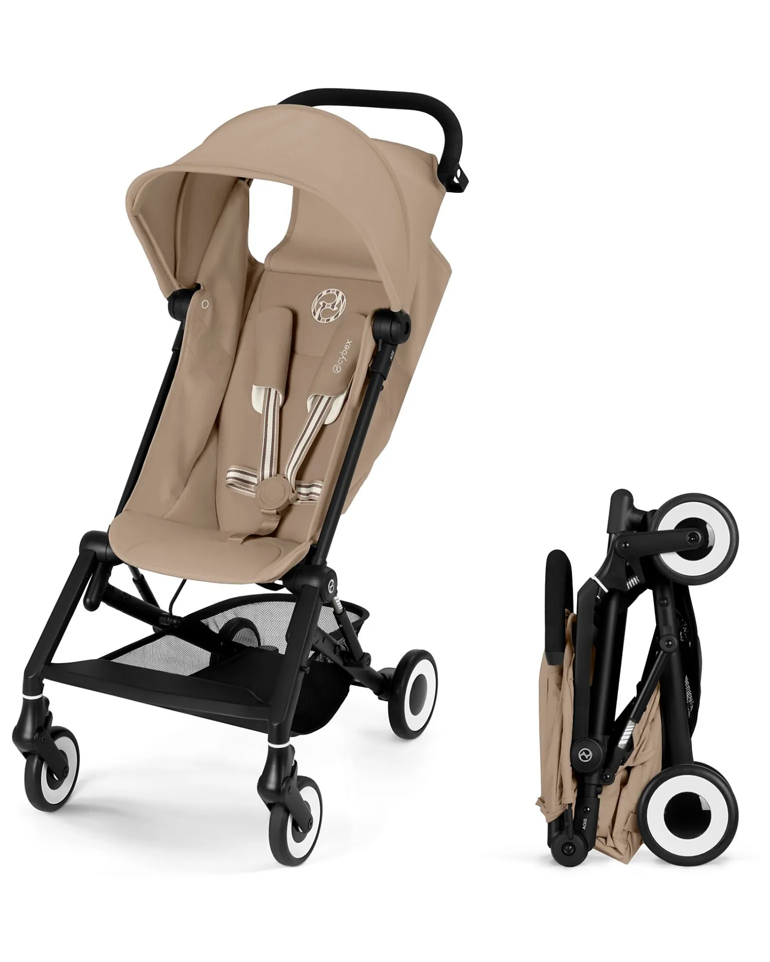 Passeggino Agis - Almond Beige - Telaio Nero - dai 6 mesi ai 4 anni - Compatibile con il Bagaglio a Mano