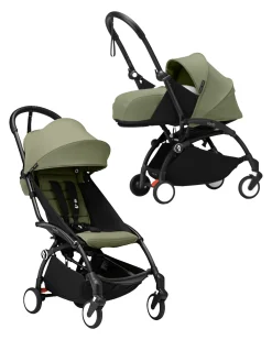 Passeggino Duo YOYO3 Oliva - Telaio Nero - Seduta 6+ e Kit Neonati 0+