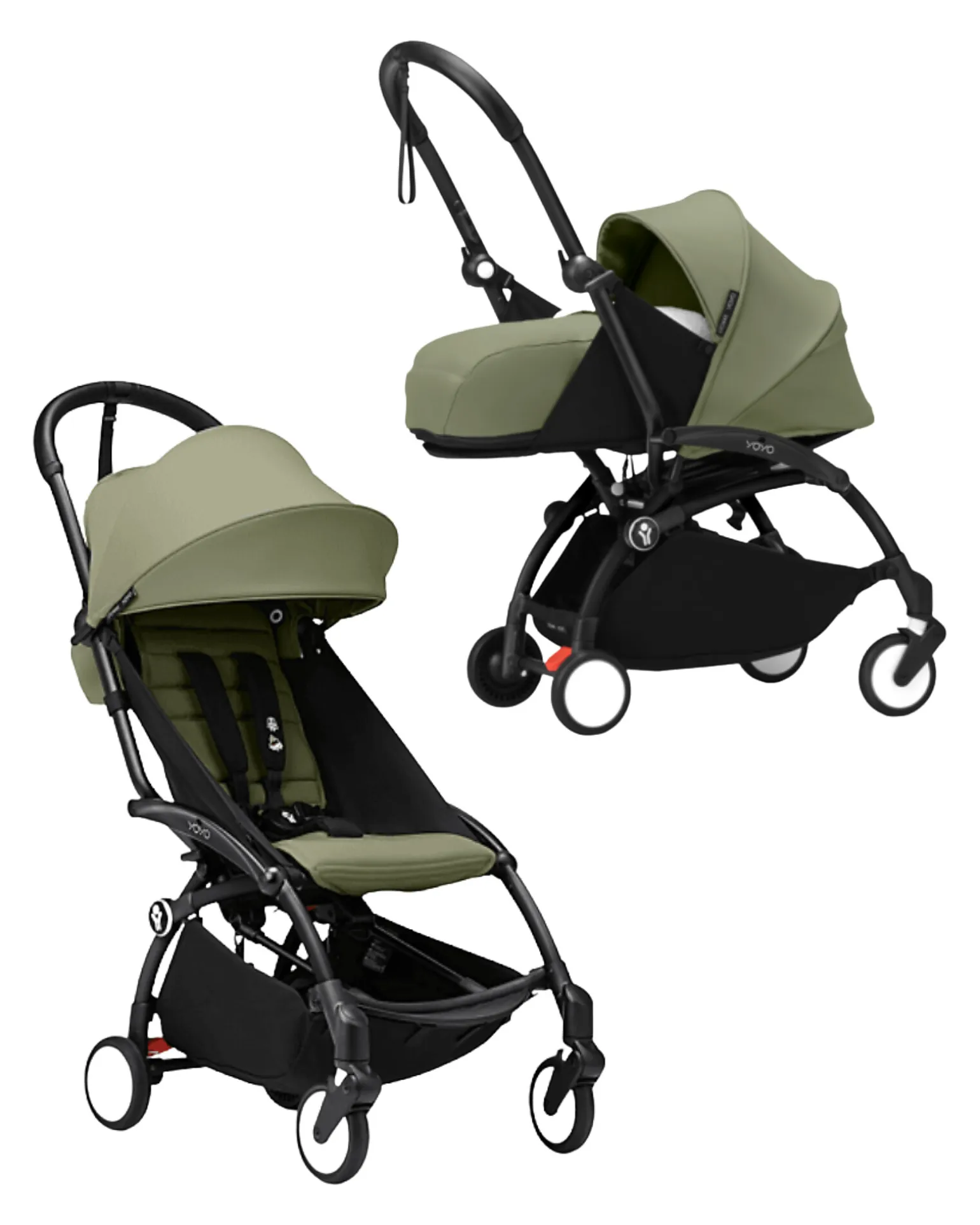 Passeggino Duo YOYO3 Oliva - Telaio Nero - Seduta 6+ e Kit Neonati 0+