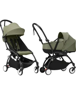 Passeggino Duo YOYO3 Oliva - Telaio Nero + Navicella 0+ e Seduta 6+