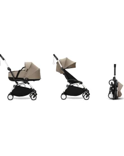 Passeggino Duo YOYO3 Taupe - Telaio Bianco + Navicella 0+ e Seduta 6+
