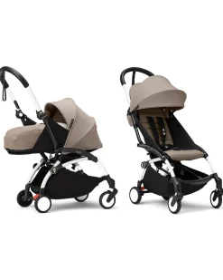 Passeggino Duo YOYO3 Taupe - Telaio Bianco - Seduta 6+ e Kit Neonati 0+