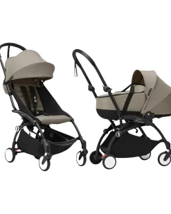 Passeggino Duo YOYO3 Taupe - Telaio Nero + Navicella 0+ e Seduta 6+
