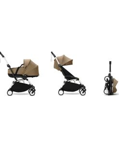 Passeggino Duo YOYO3 Toffee - Telaio Bianco + Navicella 0+ e Seduta 6+