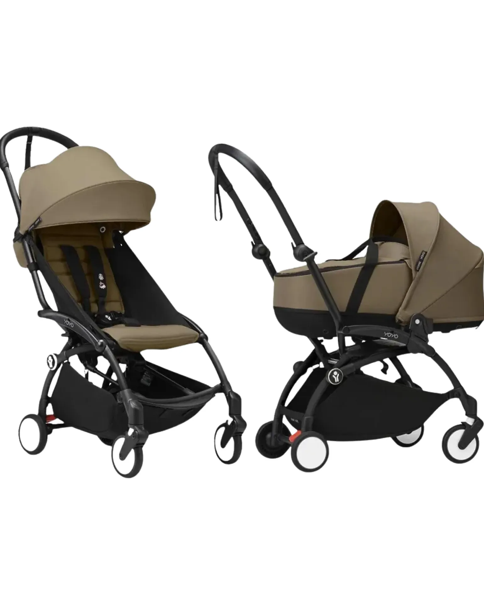 Passeggino Duo YOYO3 Toffee - Telaio Nero + Navicella 0+ e Seduta 6+