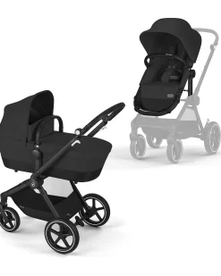 Passeggino EOS Lux 2-in-1 con Attacchi Intercambiabili: da Navicella a Seduta - Nero Moon Black - dalla Nascita ai 4 Anni!
