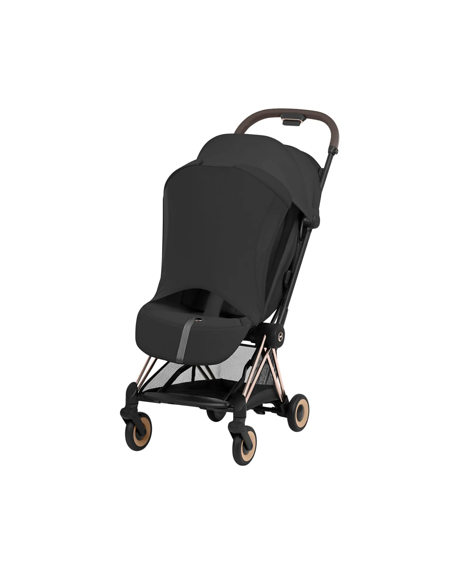 Passeggino 2 in 1 Coya con Navicella - Sepia Black - Tela io Rosegold - dalla Nascita ai 4 anni