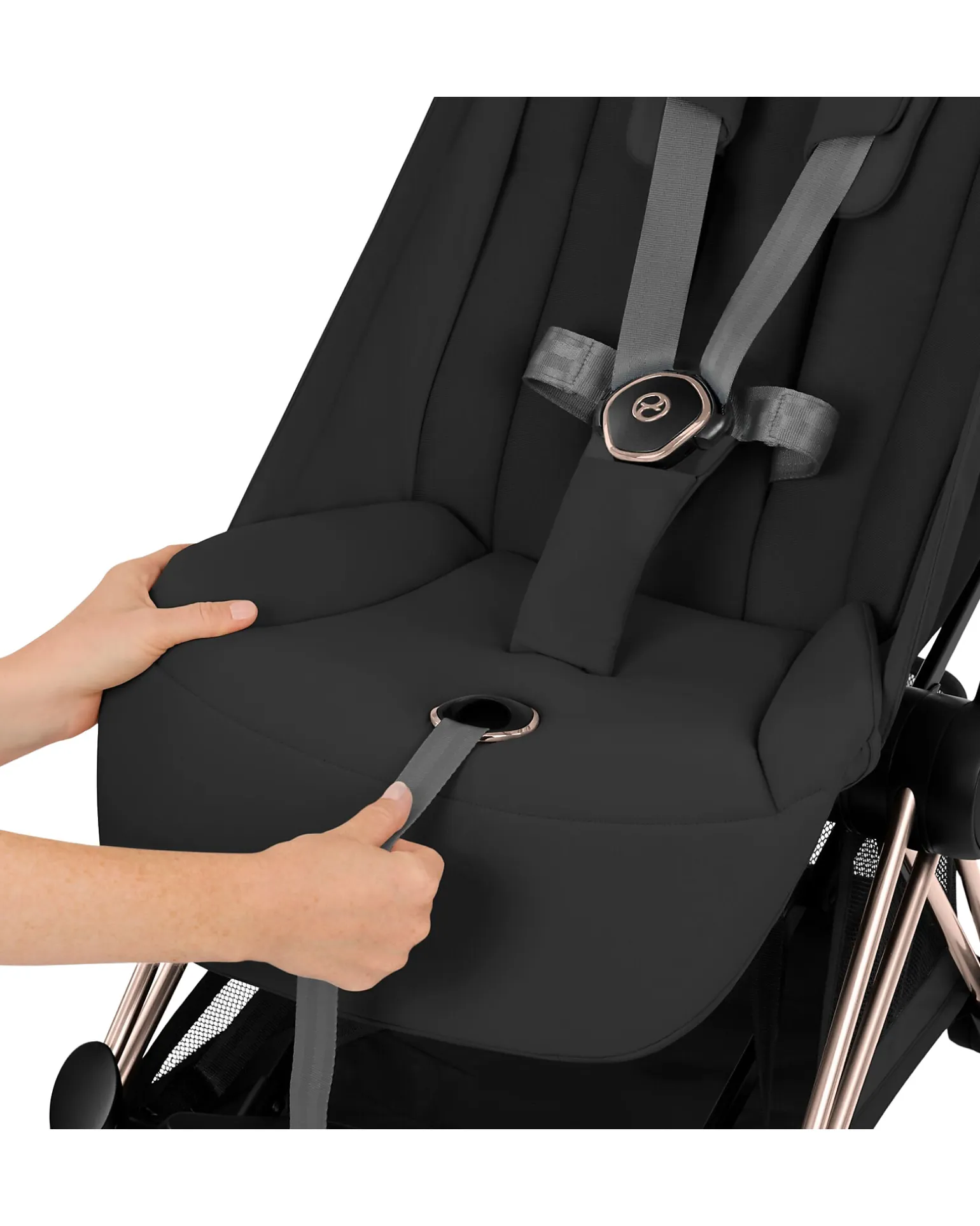 Passeggino 2 in 1 Coya con Navicella - Sepia Black - Tela io Rosegold - dalla Nascita ai 4 anni