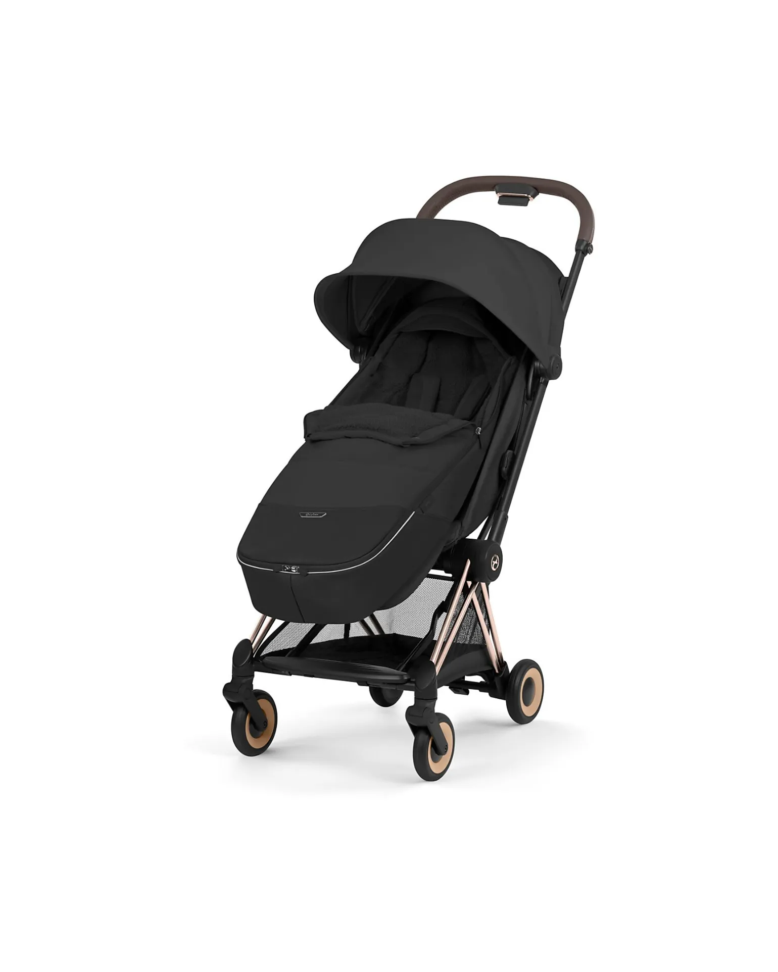 Passeggino 2 in 1 Coya con Navicella - Sepia Black - Tela io Rosegold - dalla Nascita ai 4 anni
