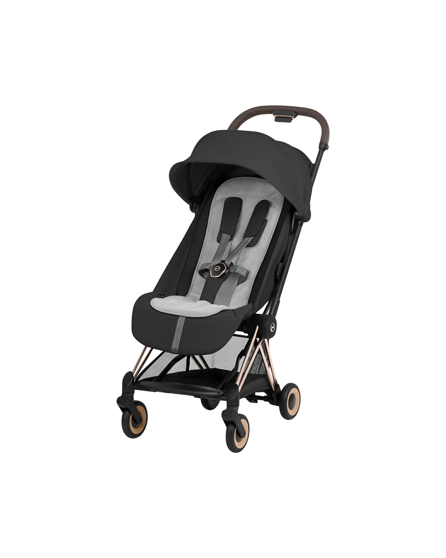Passeggino 2 in 1 Coya con Navicella - Sepia Black - Tela io Rosegold - dalla Nascita ai 4 anni