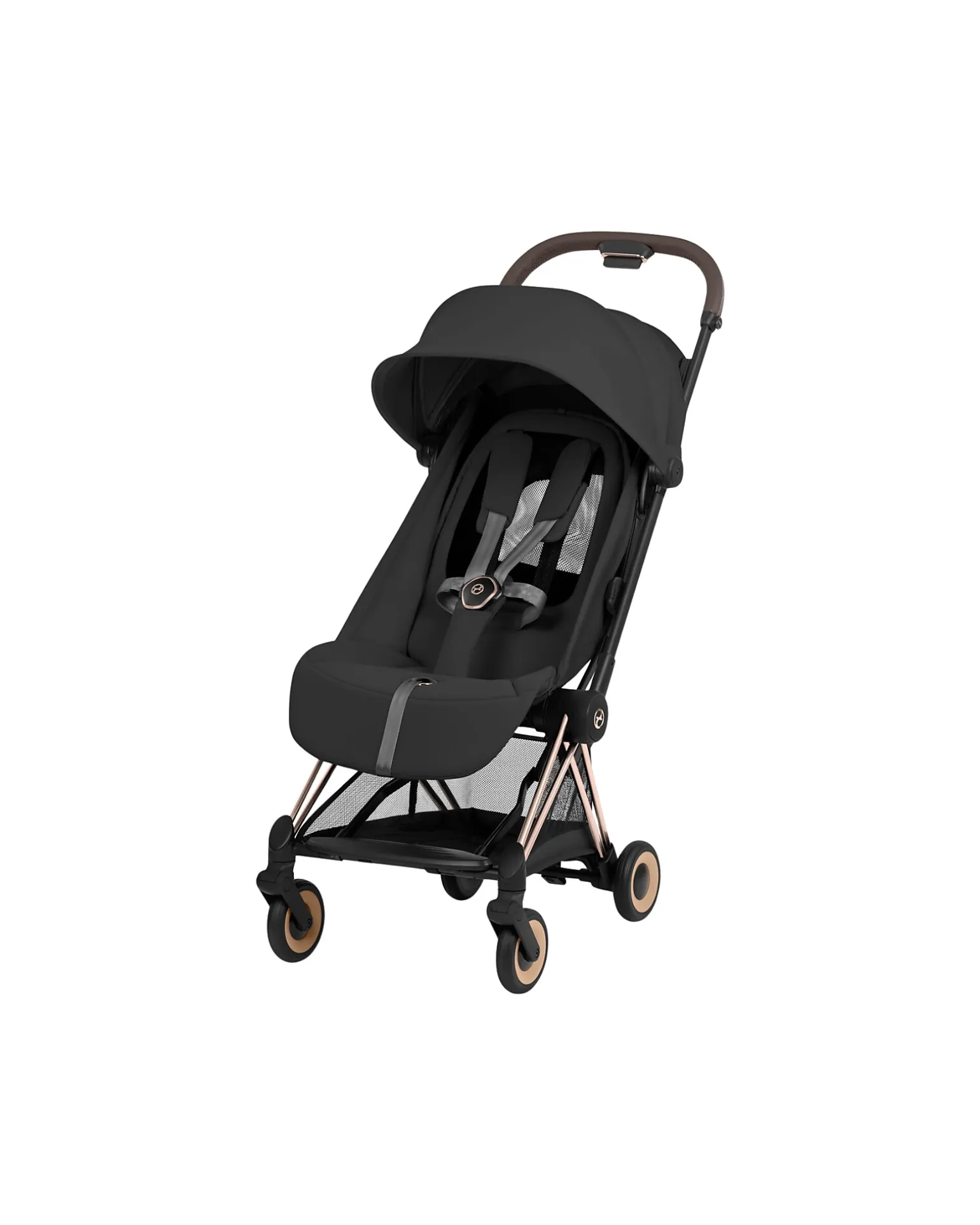 Passeggino 2 in 1 Coya con Navicella - Sepia Black - Tela io Rosegold - dalla Nascita ai 4 anni