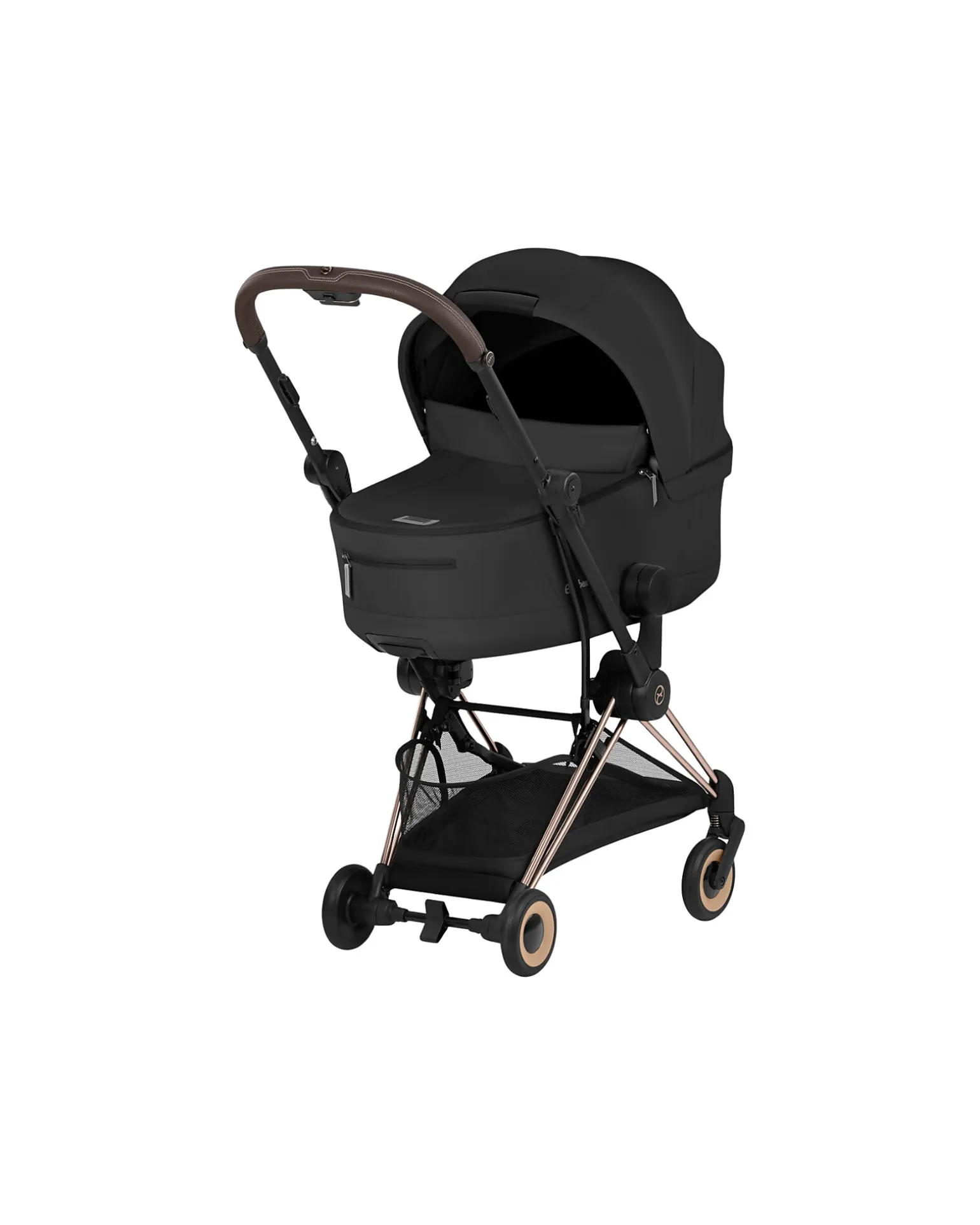 Passeggino 2 in 1 Coya con Navicella - Sepia Black - Tela io Rosegold - dalla Nascita ai 4 anni