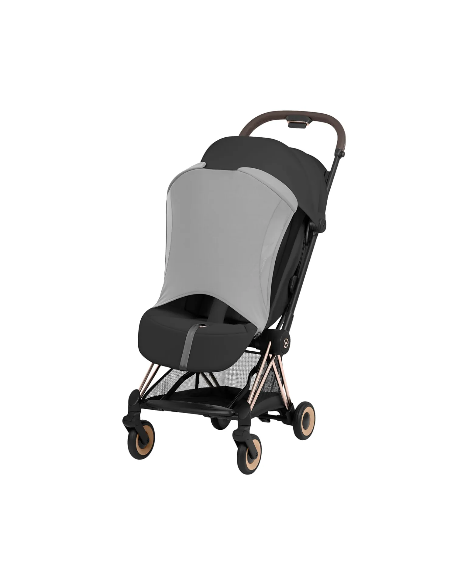 Passeggino 2 in 1 Coya con Navicella - Sepia Black - Tela io Rosegold - dalla Nascita ai 4 anni