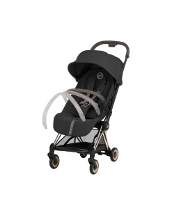 Passeggino 2 in 1 Coya con Navicella - Sepia Black - Tela io Rosegold - dalla Nascita ai 4 anni