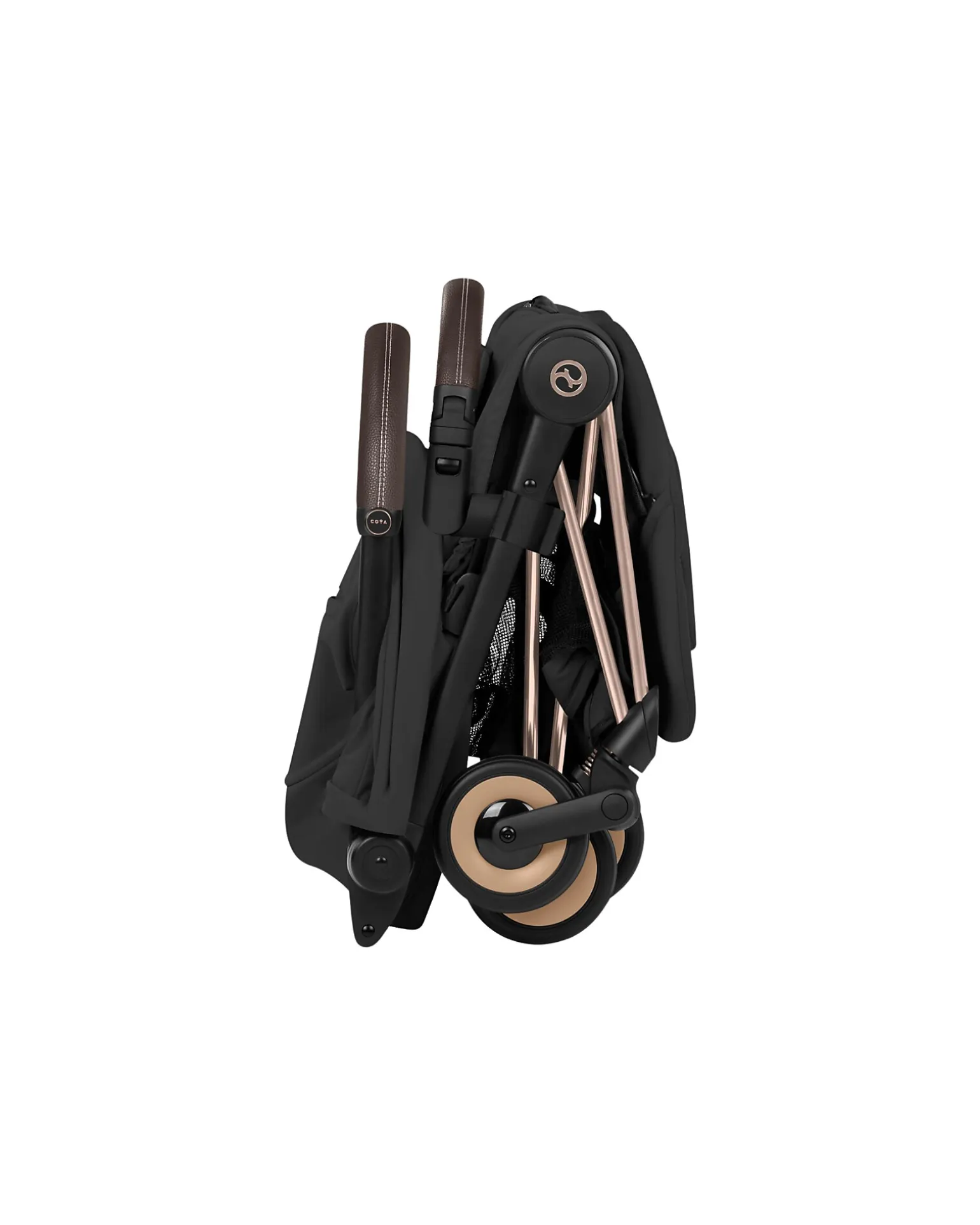 Passeggino 2 in 1 Coya con Navicella - Sepia Black - Tela io Rosegold - dalla Nascita ai 4 anni