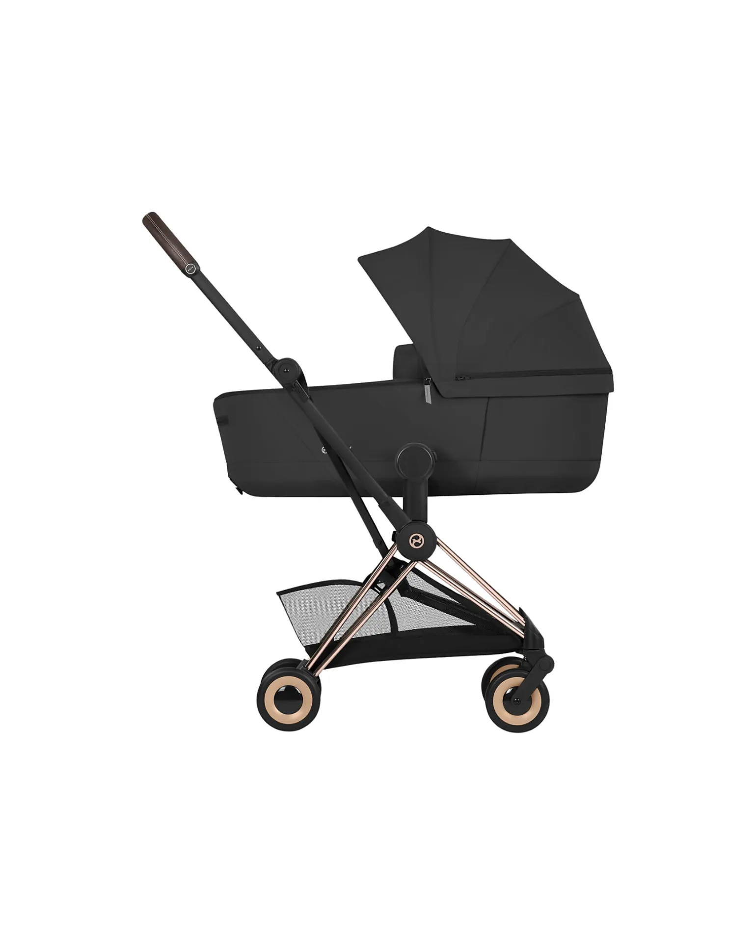 Passeggino 2 in 1 Coya con Navicella - Sepia Black - Tela io Rosegold - dalla Nascita ai 4 anni