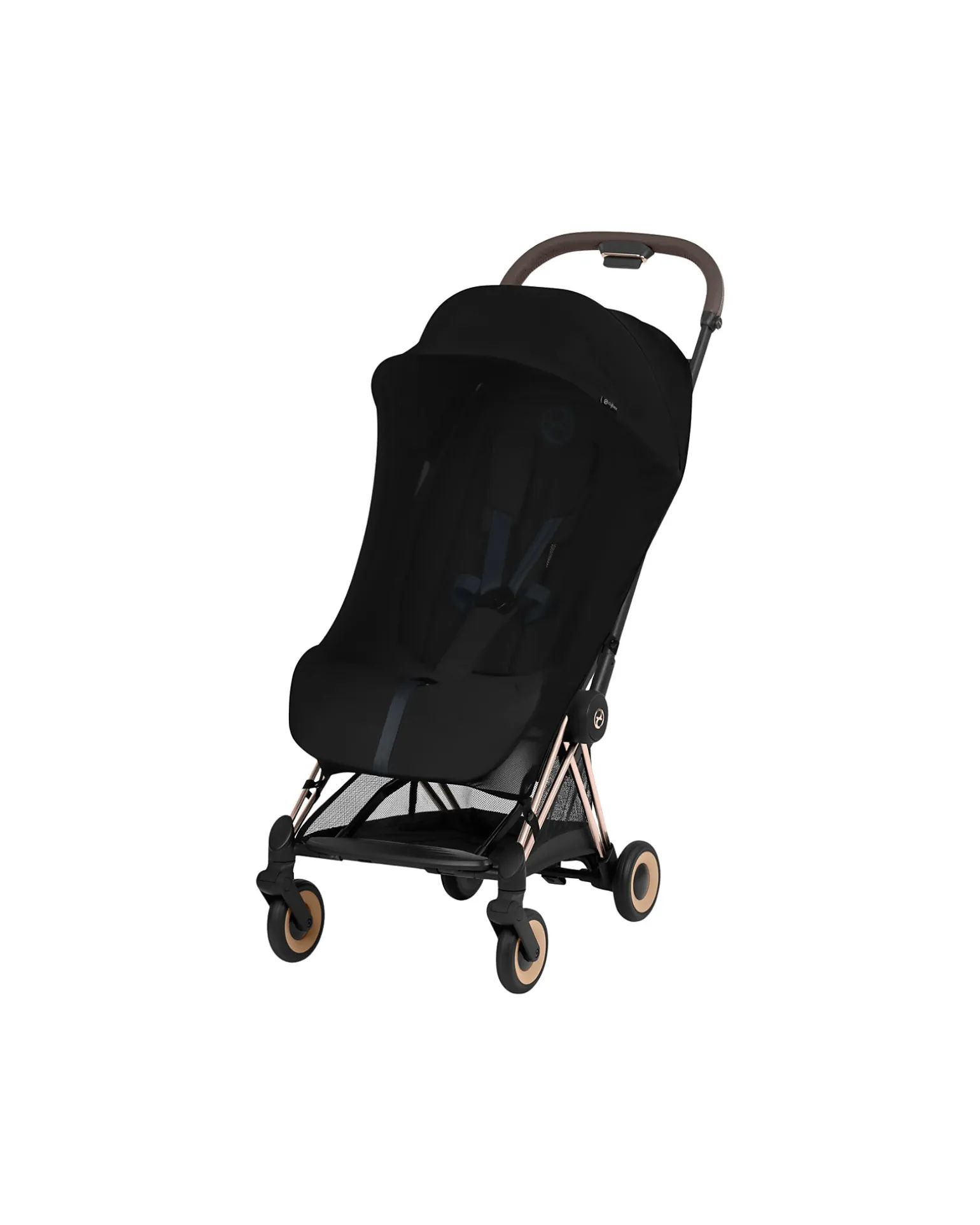 Passeggino 2 in 1 Coya con Navicella - Sepia Black - Tela io Rosegold - dalla Nascita ai 4 anni