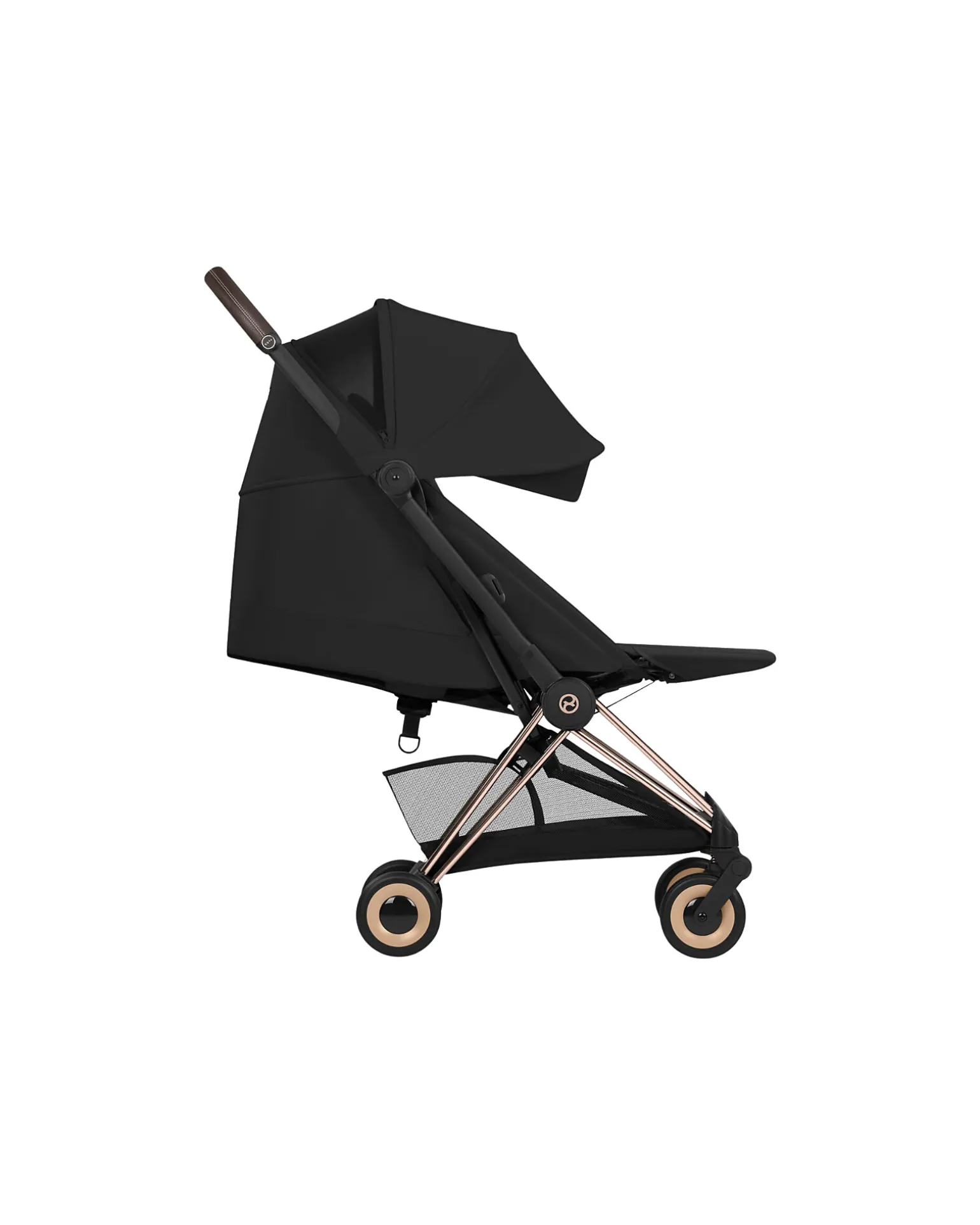 Passeggino 2 in 1 Coya con Navicella - Sepia Black - Tela io Rosegold - dalla Nascita ai 4 anni