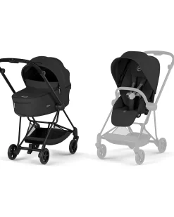 Passeggino Mios Duo Comfort - Telaio Matt Black + Seduta e Navicella Richiudibile Sepia Black