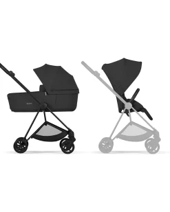 Passeggino Mios Duo Comfort - Telaio Matt Black + Seduta e Navicella Richiudibile Sepia Black