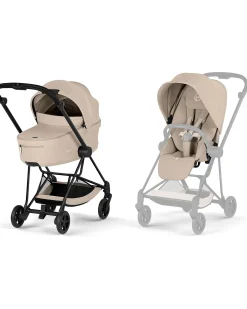 Passeggino Mios Duo Comfort - Telaio Matt Black + Seduta e Navicella Richiudibile Cozy Beige