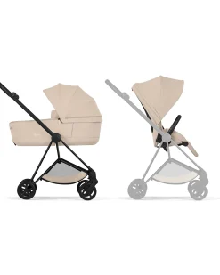 Passeggino Mios Duo Comfort - Telaio Matt Black + Seduta e Navicella Richiudibile Cozy Beige