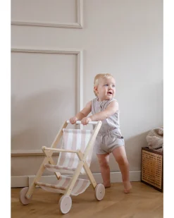 Passeggino per Bambole in Legno - Bianco e Rosa - 18+ m