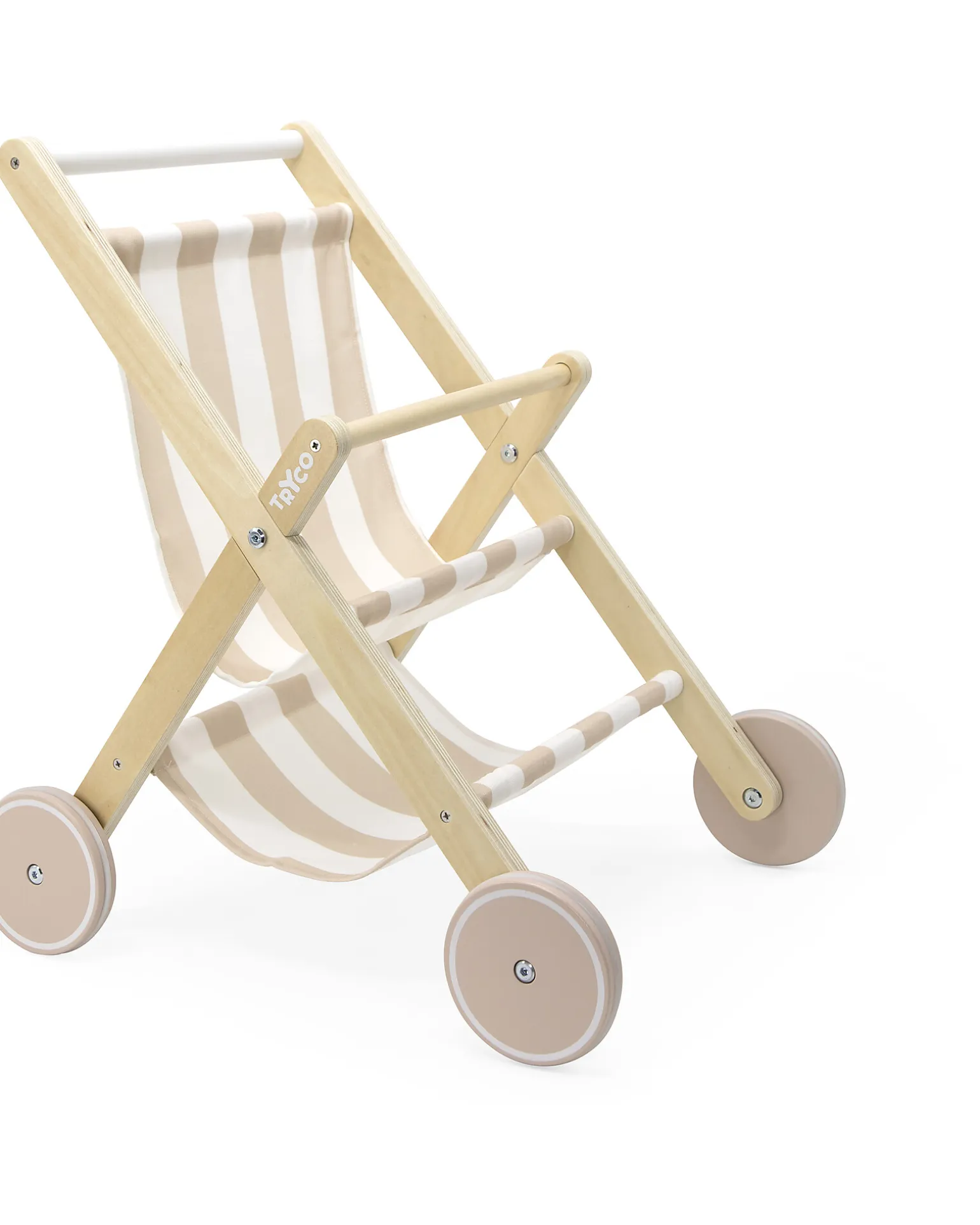 Passeggino per Bambole in Legno - Bianco e Rosa - 18+ m