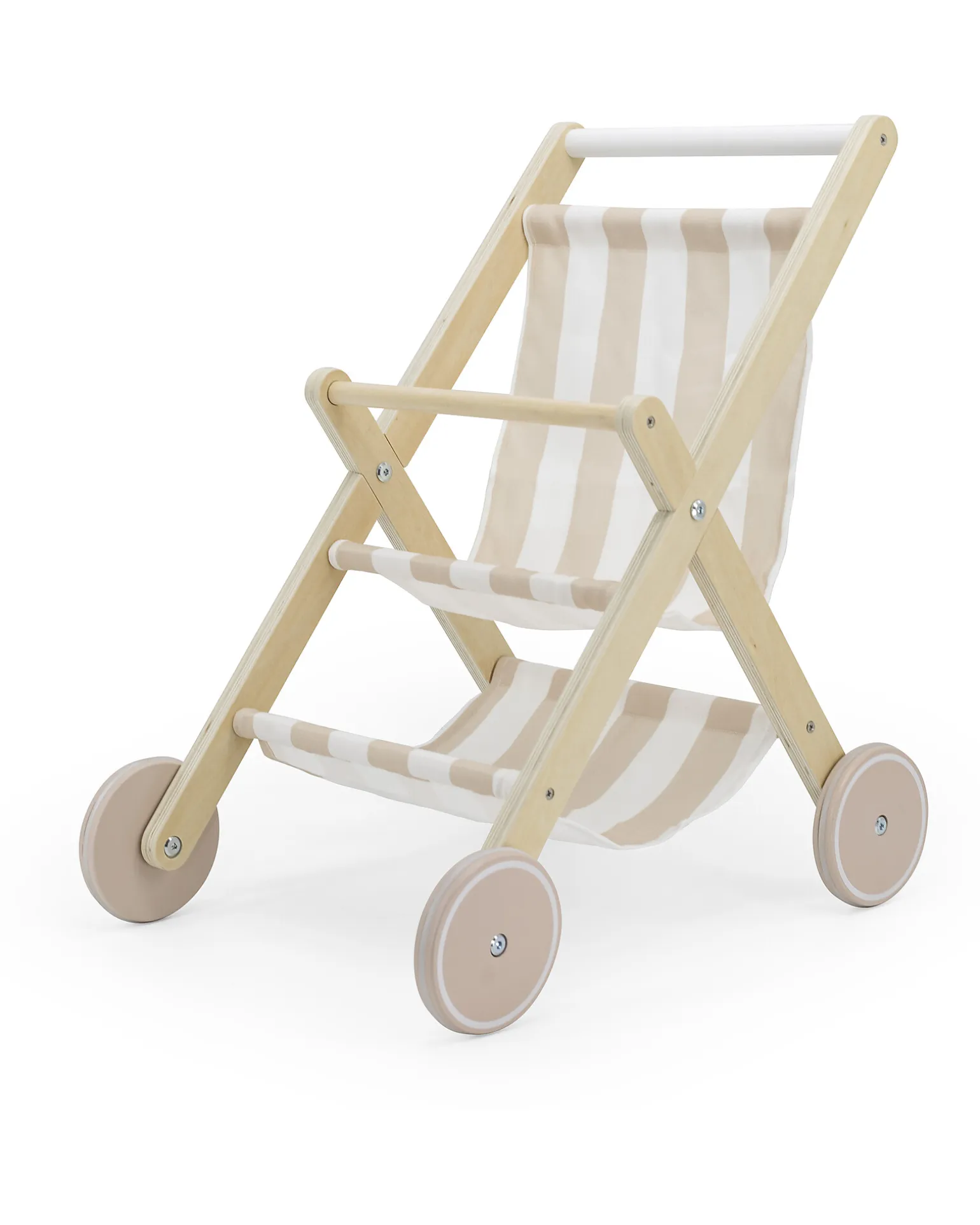 Passeggino per Bambole in Legno - Bianco e Rosa - 18+ m
