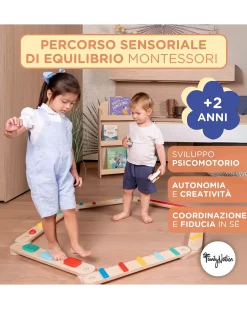 Percorso Sensoriale di Equilibrio Montessori - Sviluppo Psicomotorio - 2+ anni - in Legno