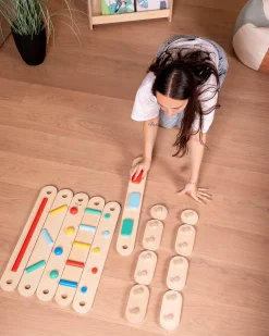 Percorso Sensoriale di Equilibrio Montessori - Sviluppo Psicomotorio - 2+ anni - in Legno