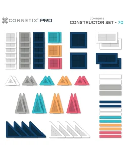 70 Pezzi - Pacco Costruttori Pro - 100% Plastica ABS Atossica - Apprendimento STEM!